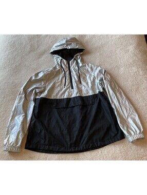 Xersion Colorblock Iridescent Silver Black Pullover Windbreaker Jacket Women's S